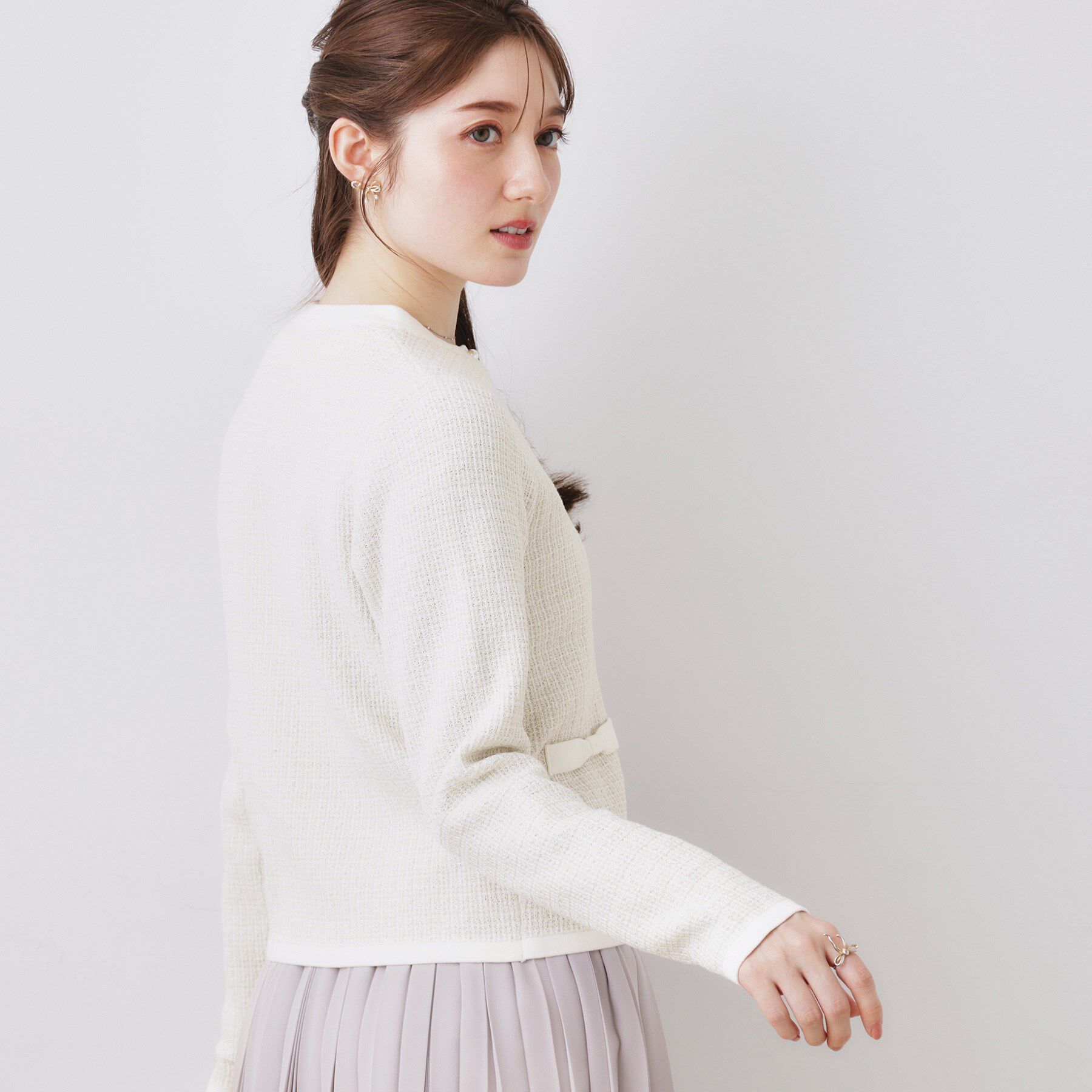 Couture broach「【ハレの日・通勤】ラメツイード ニットカーディガン」|カーディガン|