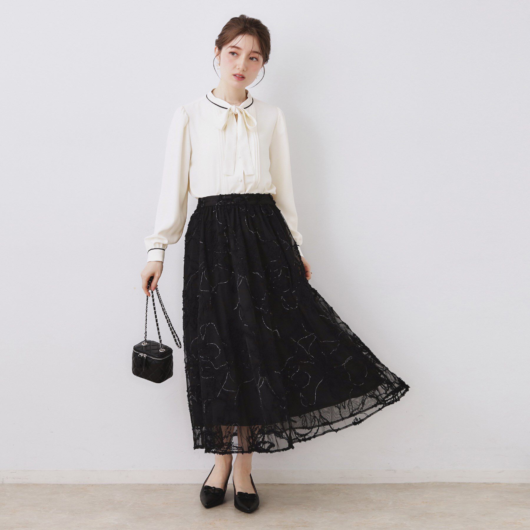 Couture broach「【ハレの日・通勤】配色タックタイブラウス」|シャツ・ブラウス|