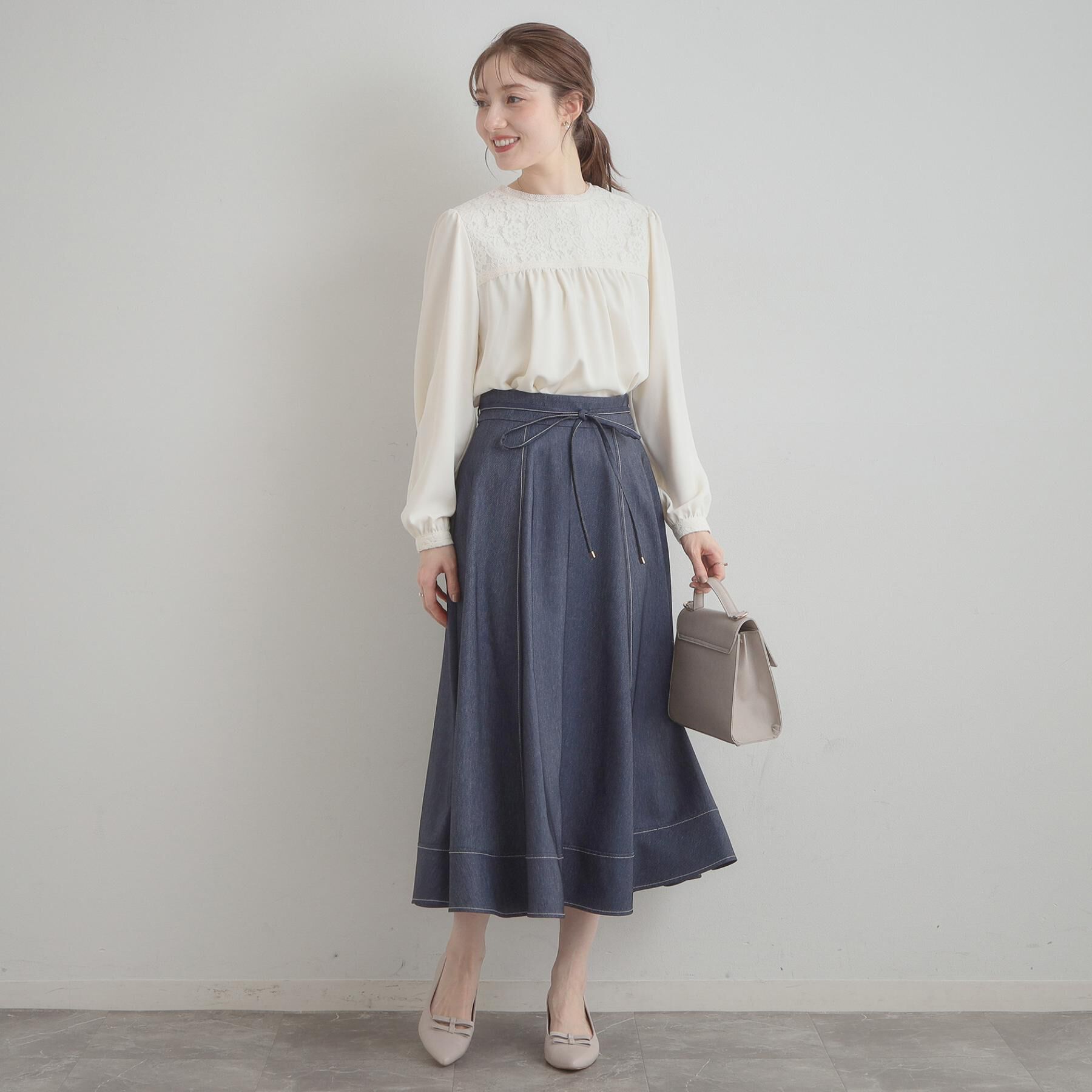 Couture broach「【ハレの日・通勤】レースドッキング ブラウス」|シャツ・ブラウス|