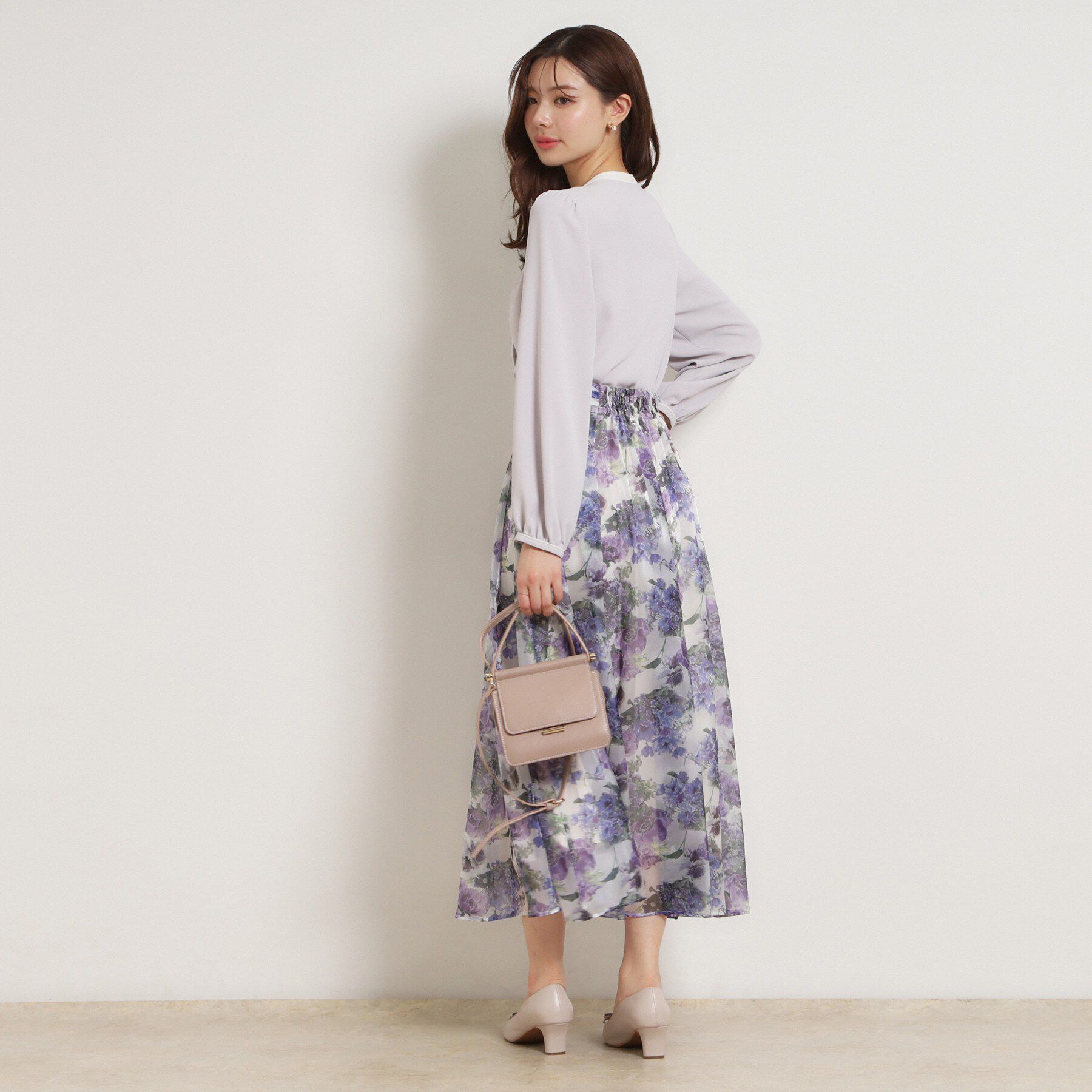 Couture broach「【洗える・通勤】Springオーガンフルールスカート」|スカート|