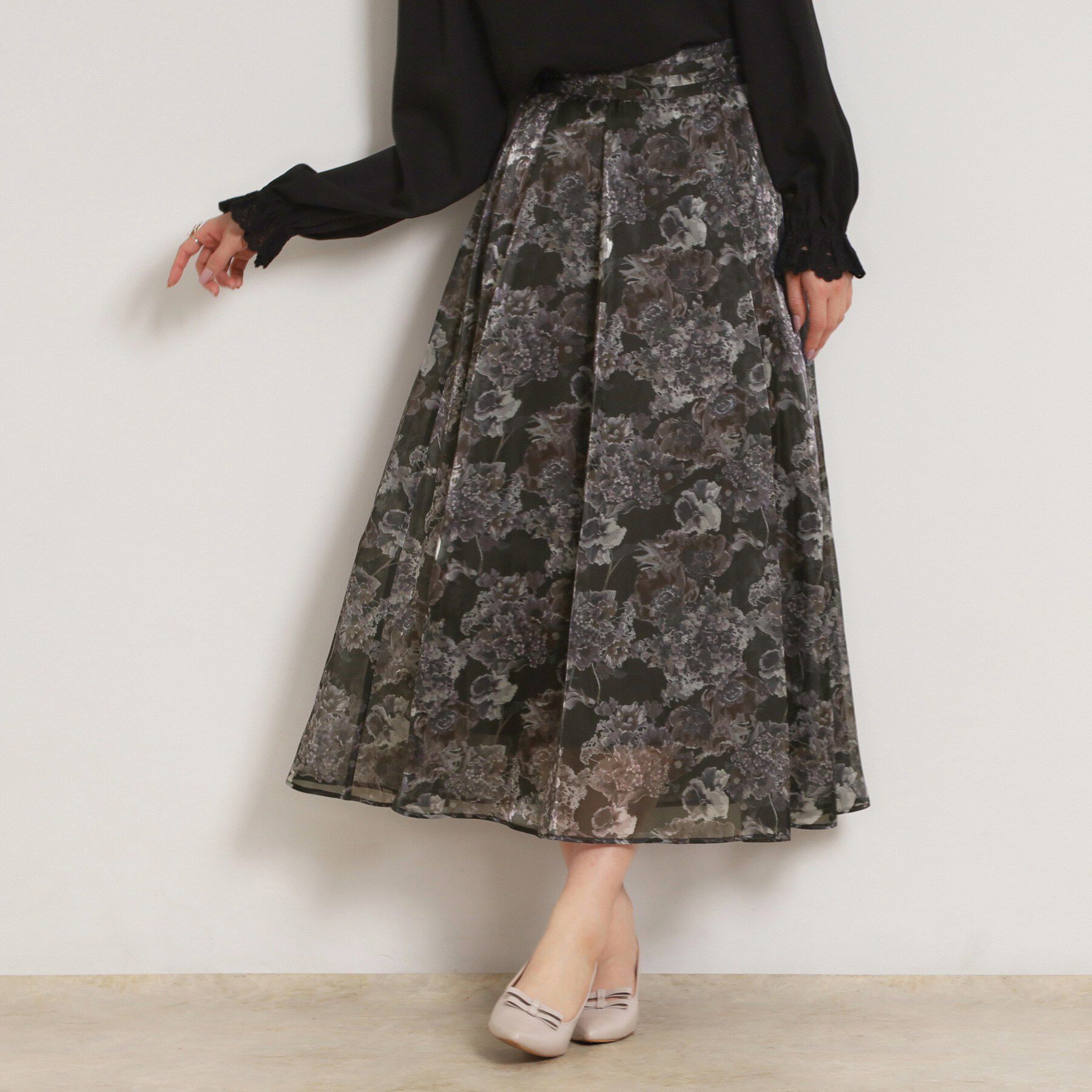 Couture broach「【洗える・通勤】Springオーガンフルールスカート」|スカート|