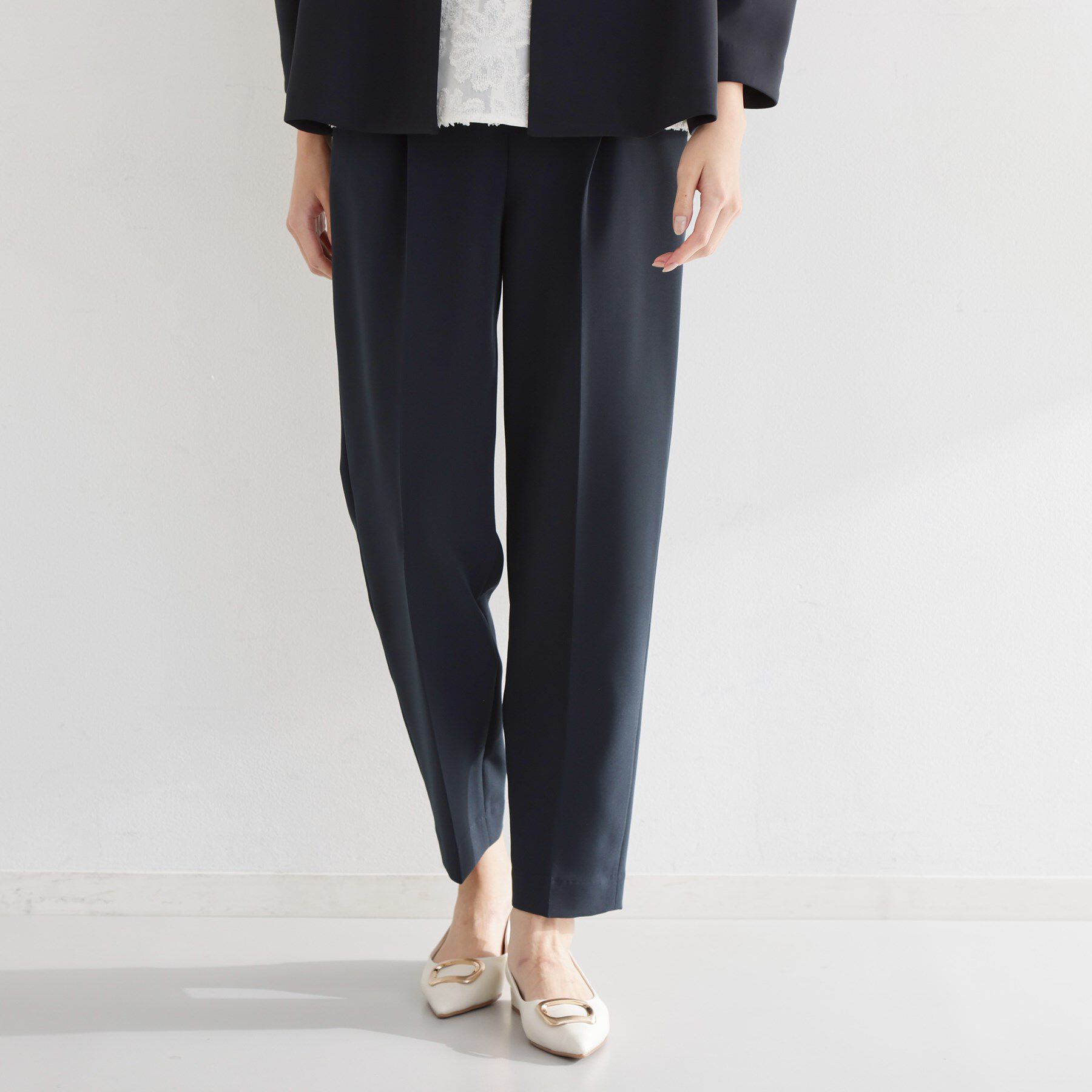 THE SHOP TK「【通勤・セレモニー】美脚シルエット ダブルクロステーパードパンツ/セットアップ可」|その他|