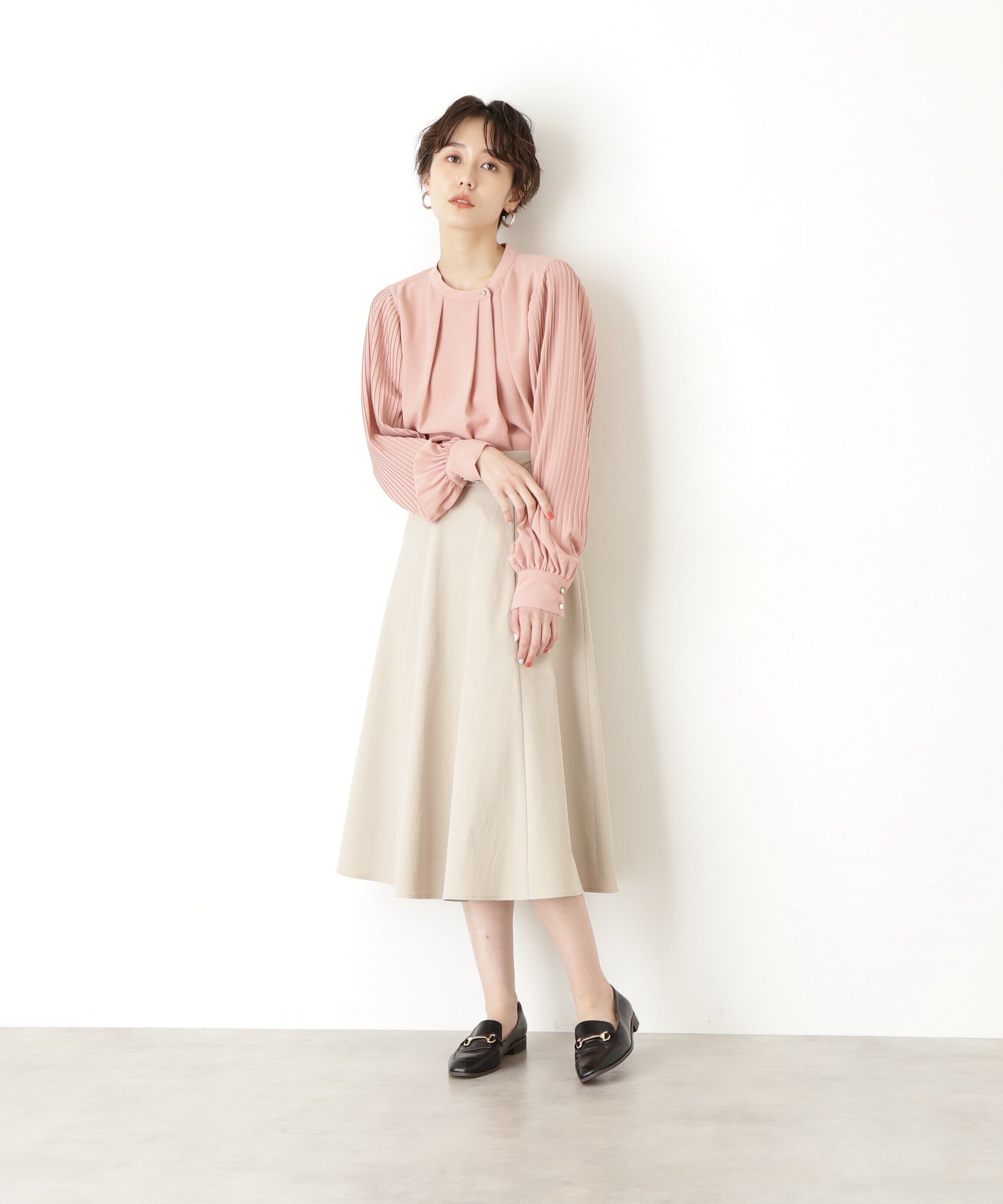  「≪WEB限定商品≫ゴールドボタンプリーツブラウス」|シャツ・ブラウス|