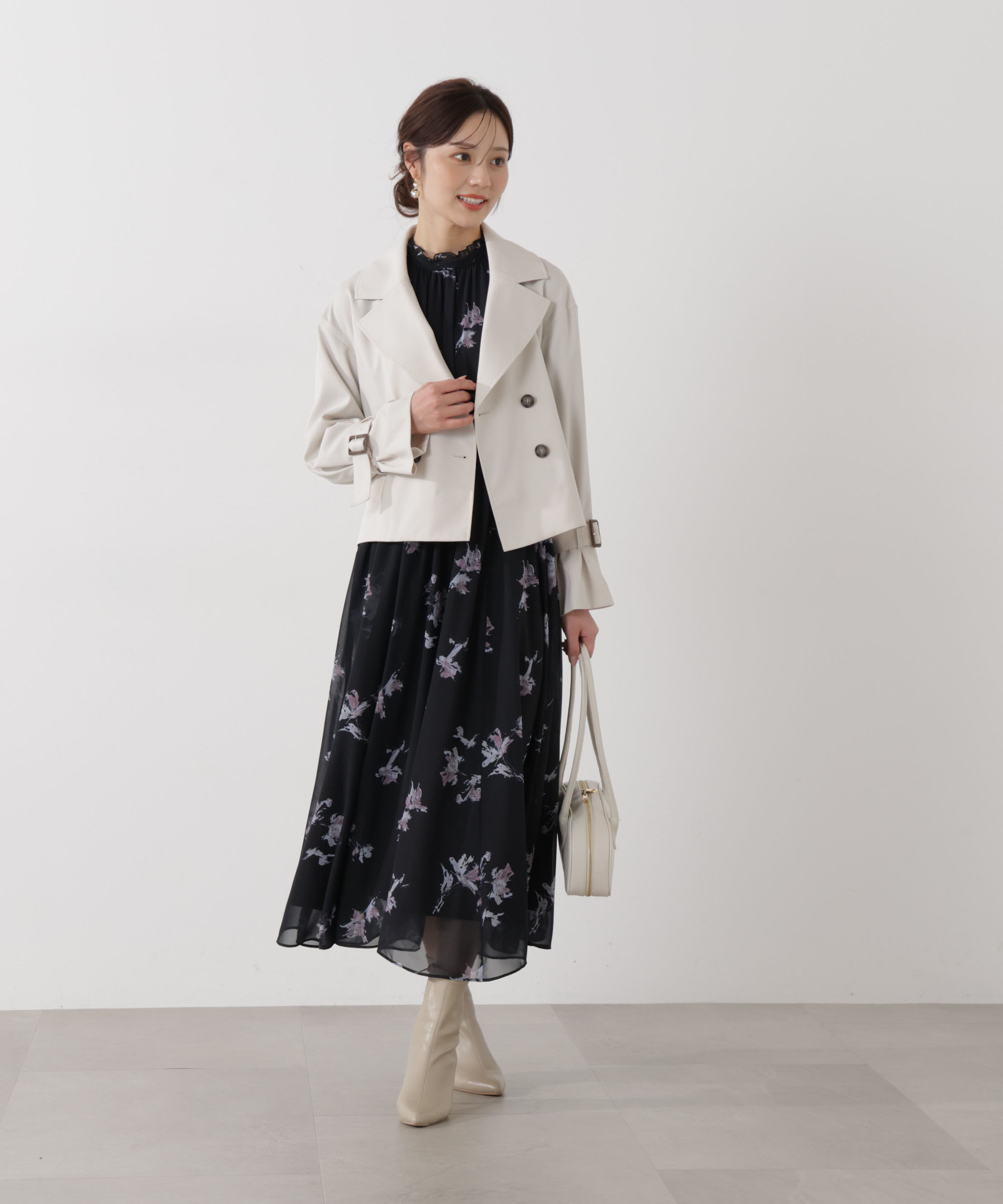 PROPORTION BODY DRESSING「花柄プリントギャザーワンピース」|ワンピース|