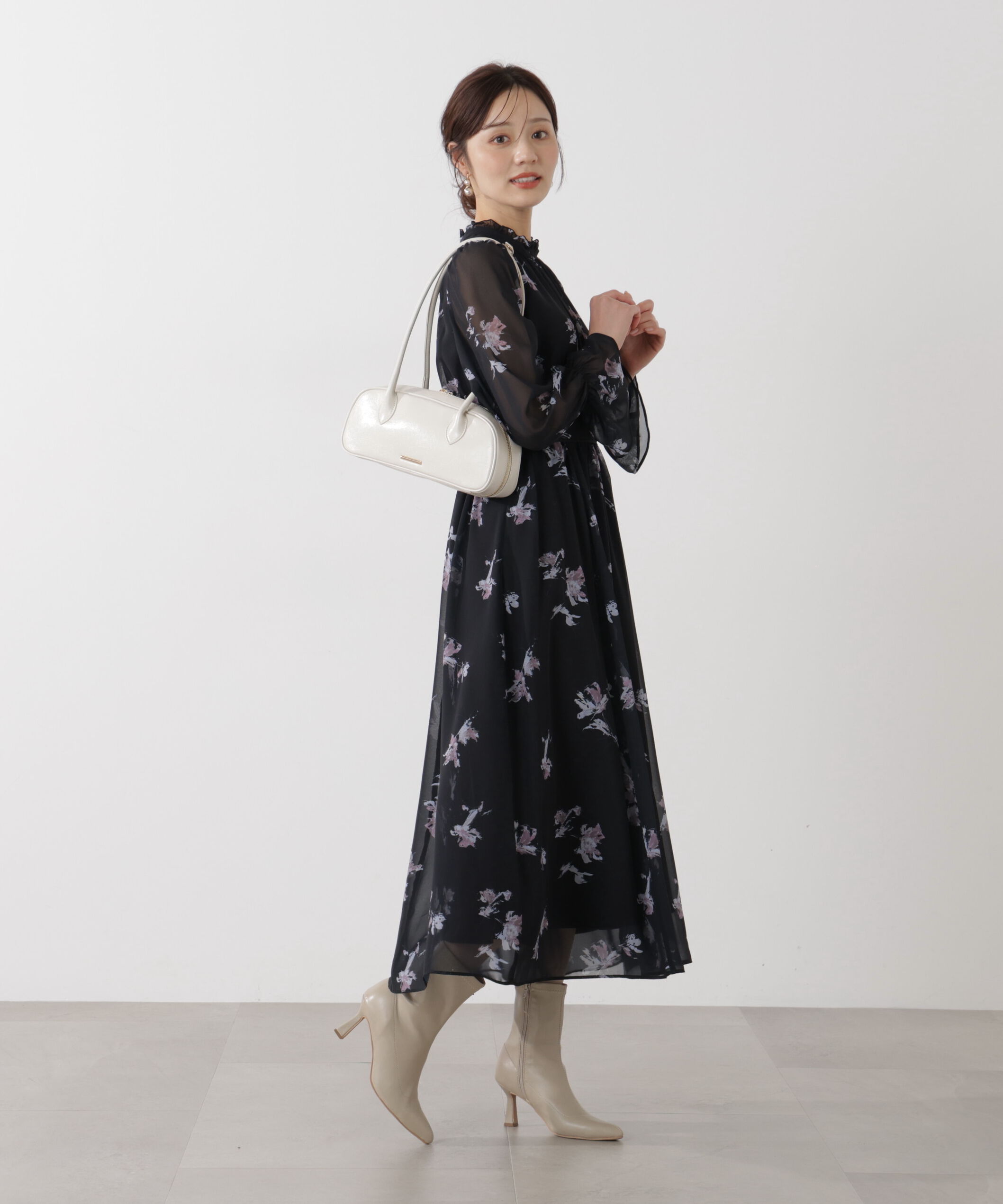 PROPORTION BODY DRESSING「花柄プリントギャザーワンピース」|ワンピース|