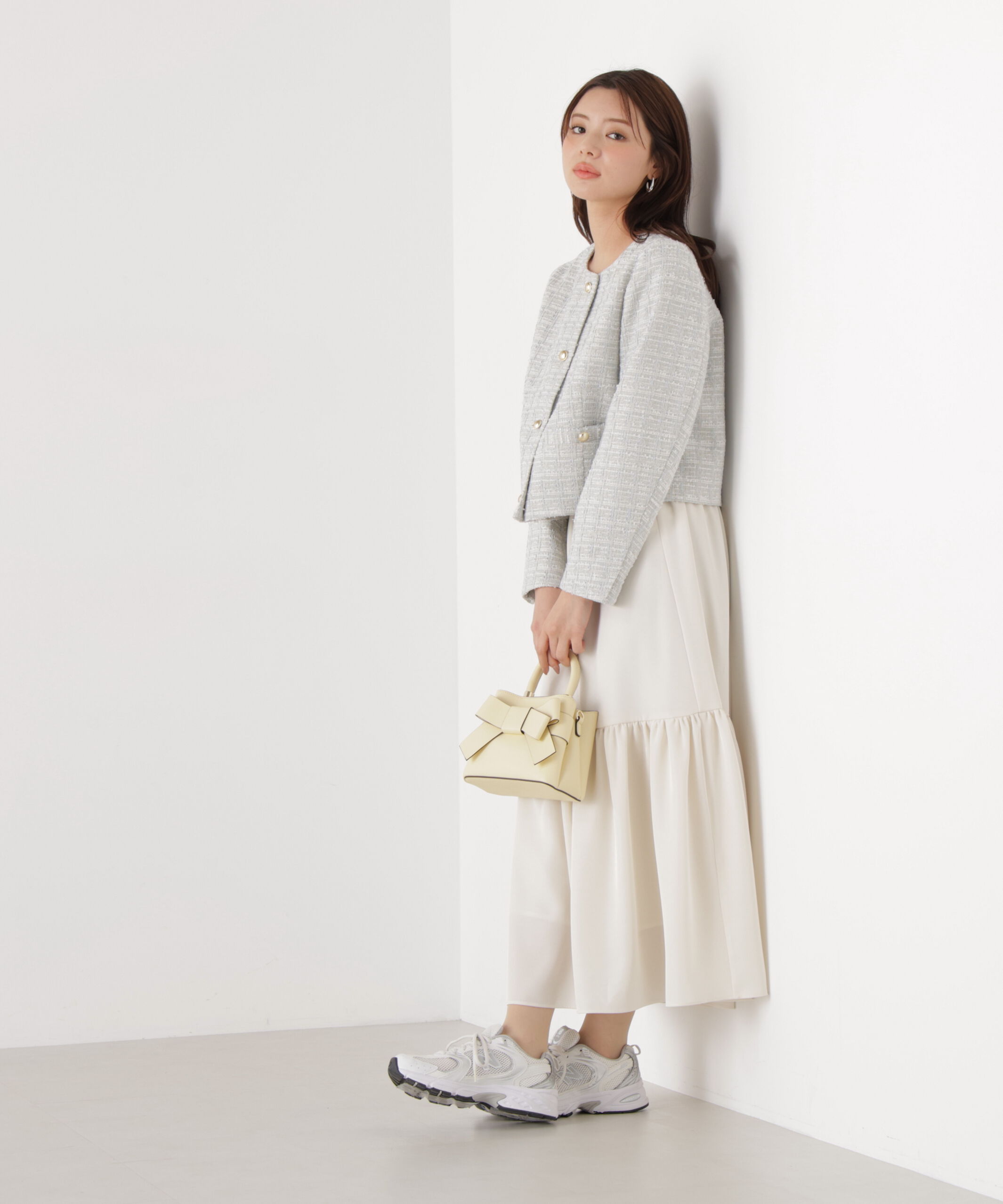 PROPORTION BODY DRESSING「ニュアンスサテンティアードスカート　26SS」|スカート|