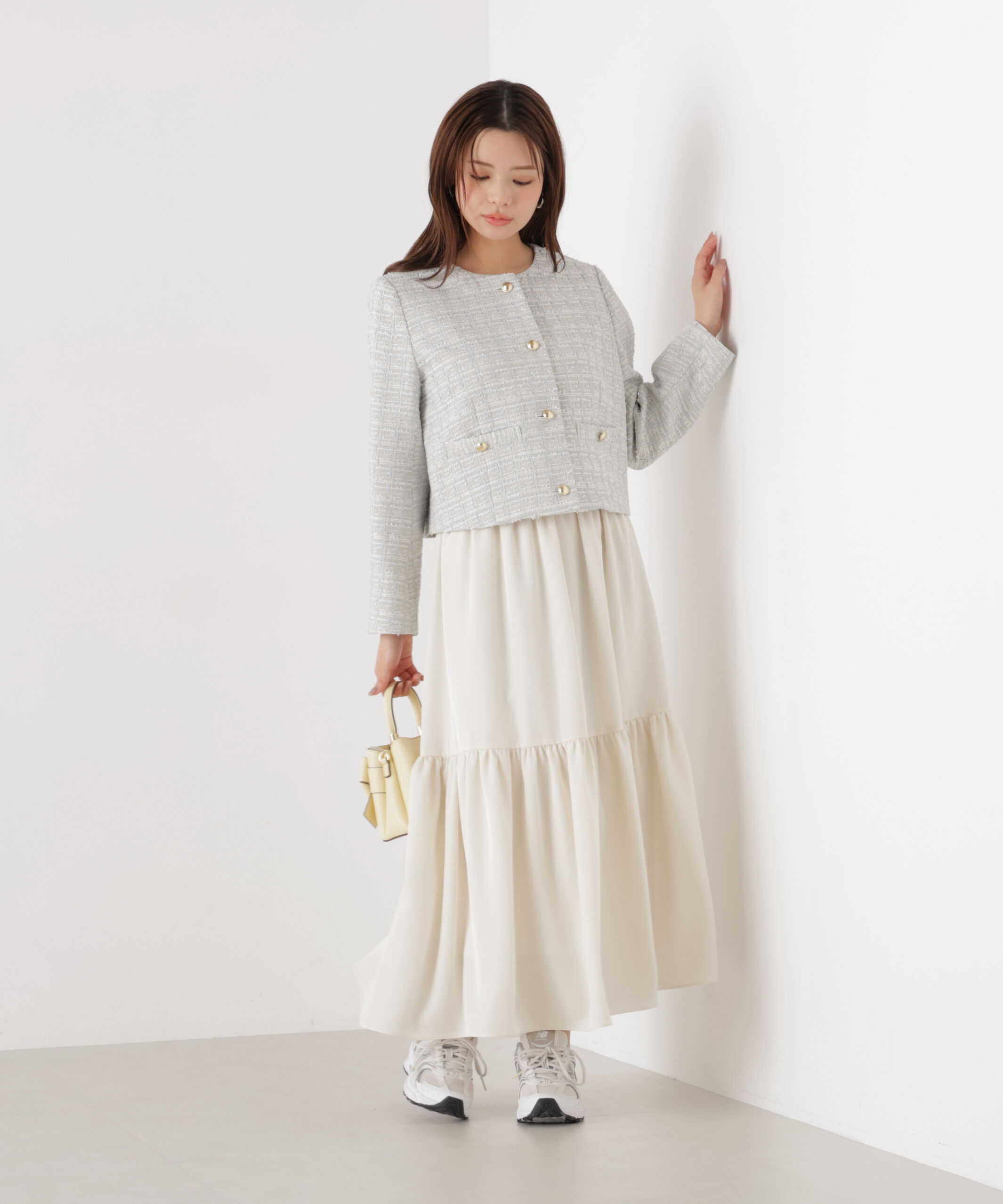 PROPORTION BODY DRESSING「ニュアンスサテンティアードスカート　26SS」|スカート|