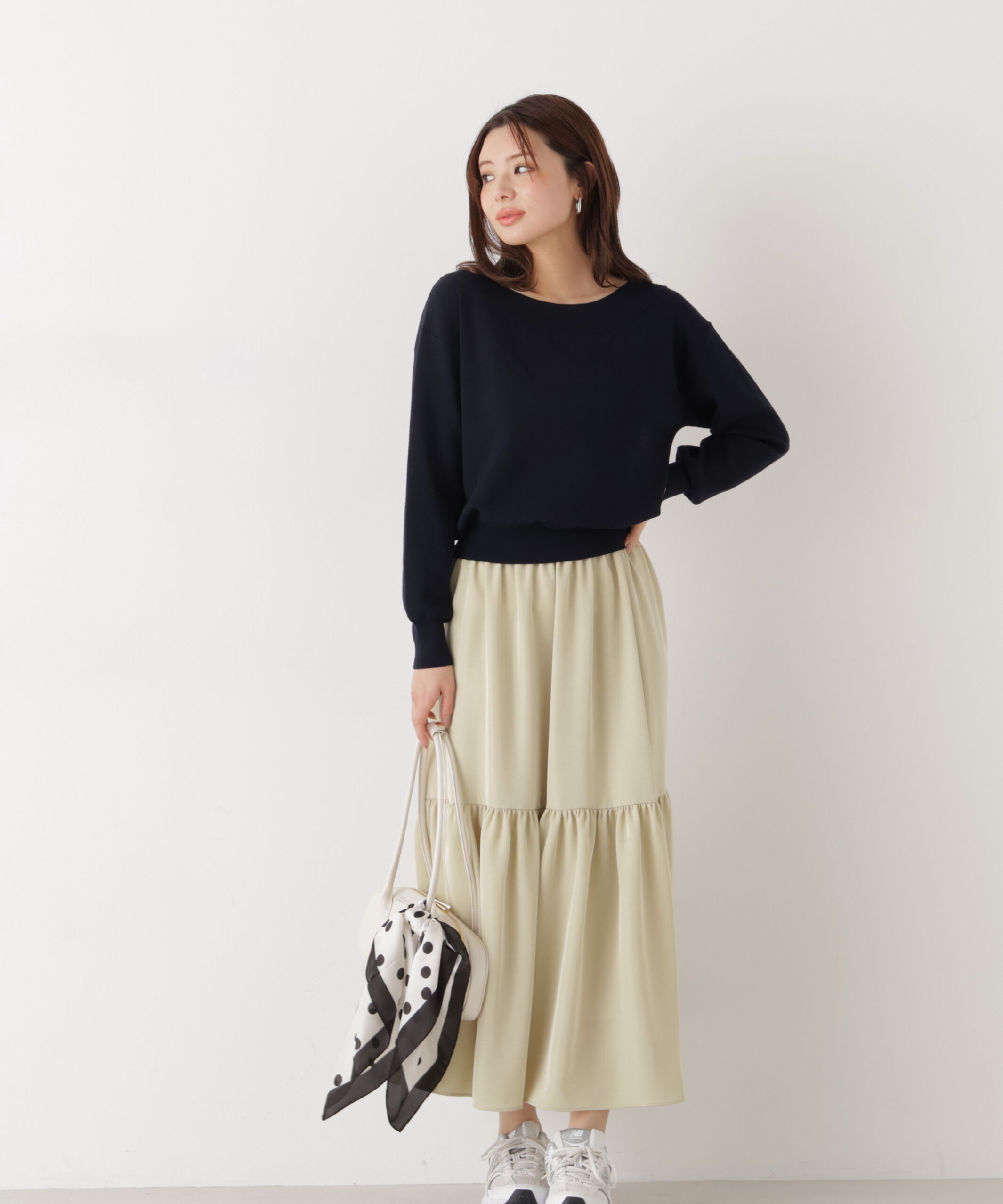 PROPORTION BODY DRESSING「ニュアンスサテンティアードスカート　26SS」|スカート|イエロー