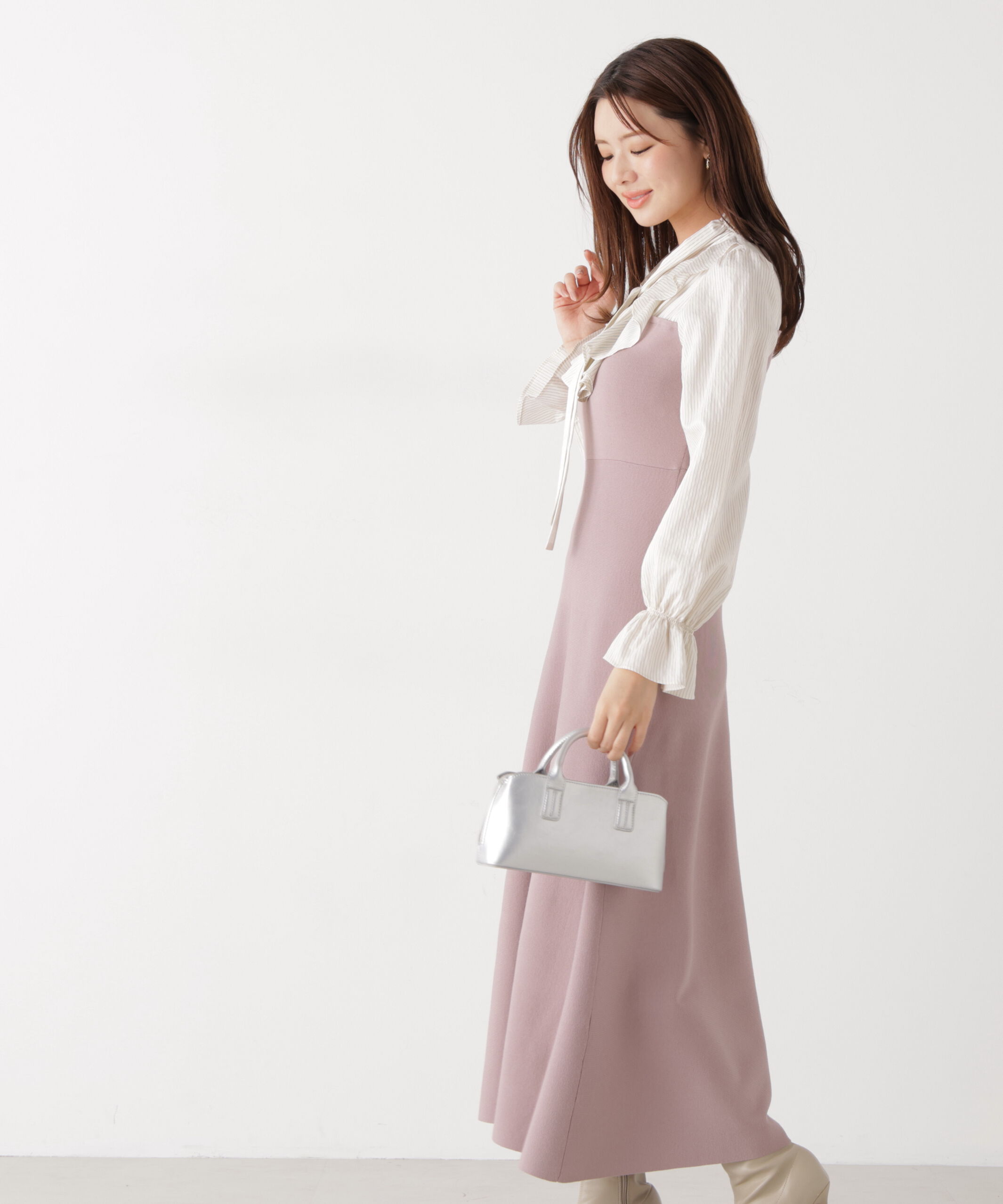 PROPORTION BODY DRESSING「《EDIT COLOGNE》ラッフルタイドッキングワンピース　26SS」|ワンピース|