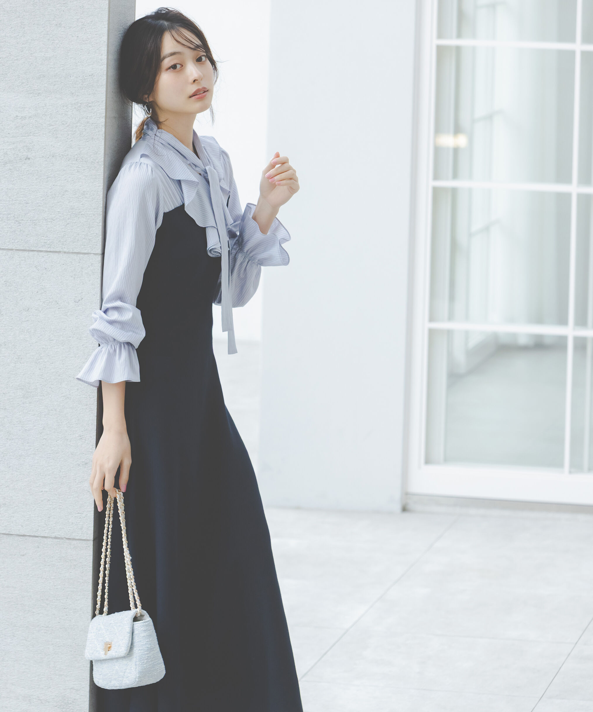 PROPORTION BODY DRESSING「《EDIT COLOGNE》ラッフルタイドッキングワンピース　26SS」|ワンピース|