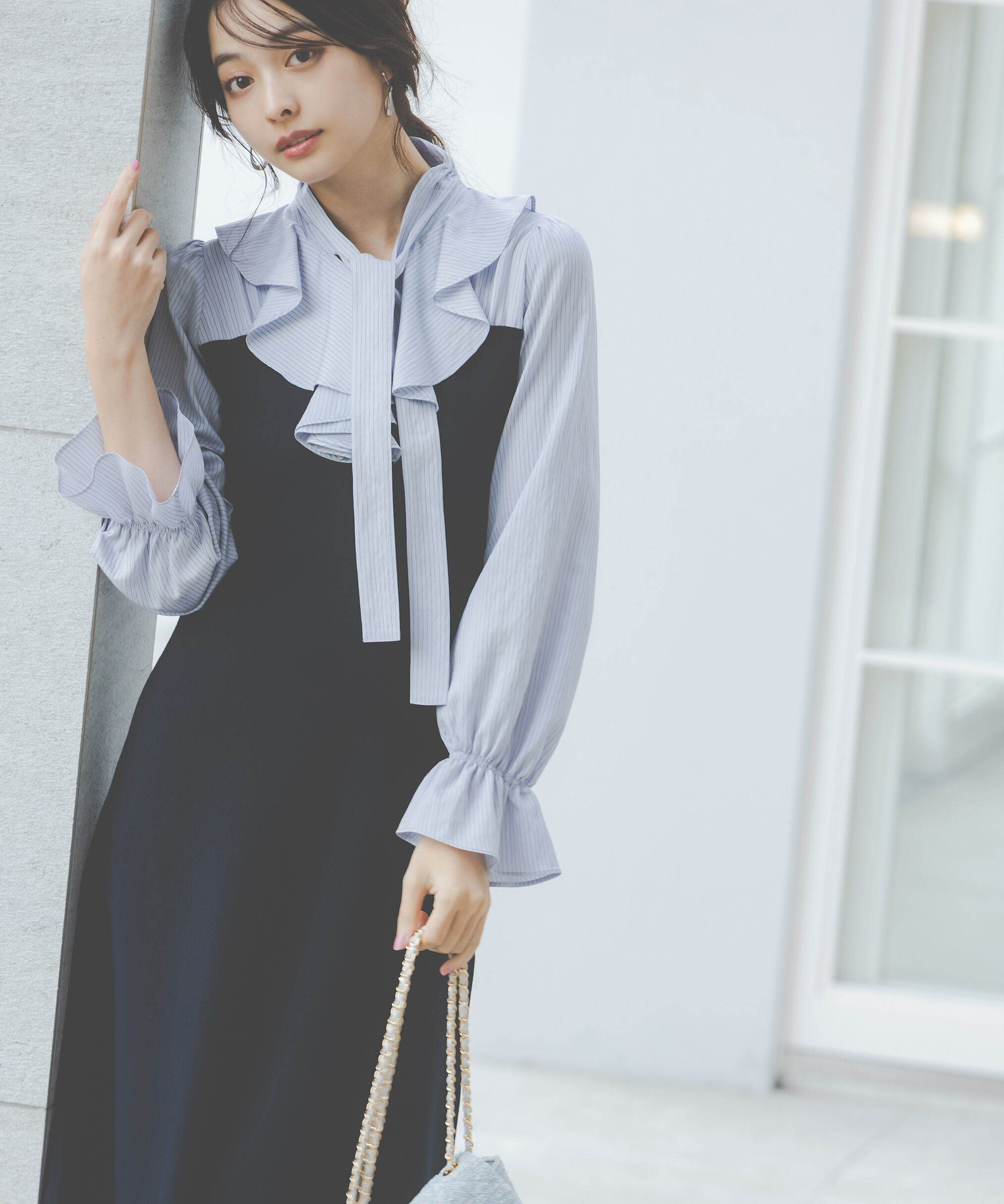 PROPORTION BODY DRESSING「《EDIT COLOGNE》ラッフルタイドッキングワンピース　26SS」|ワンピース|