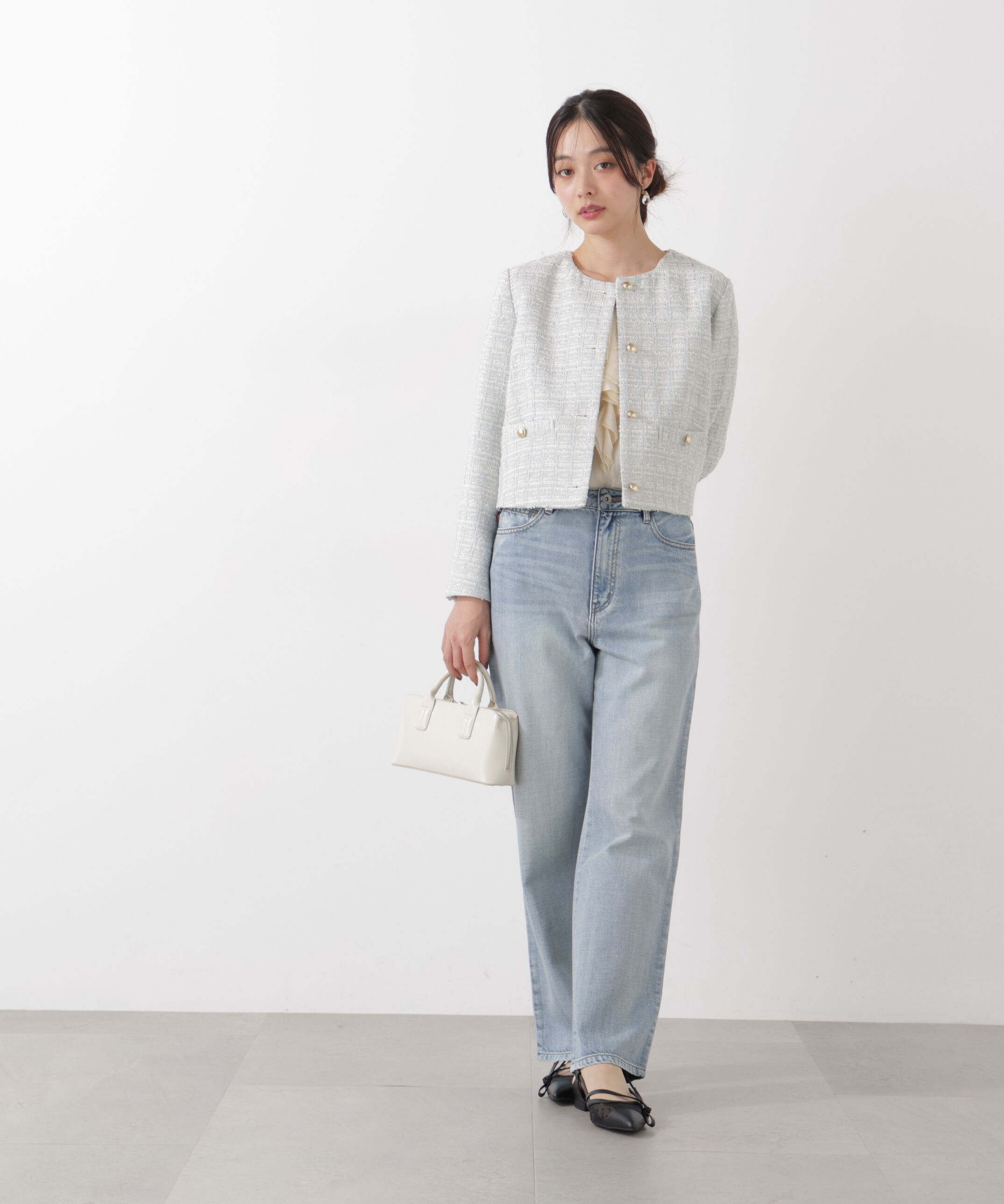 PROPORTION BODY DRESSING「ノーカラーツイードジャケット　26SS」|ブルゾン・スタジャン|