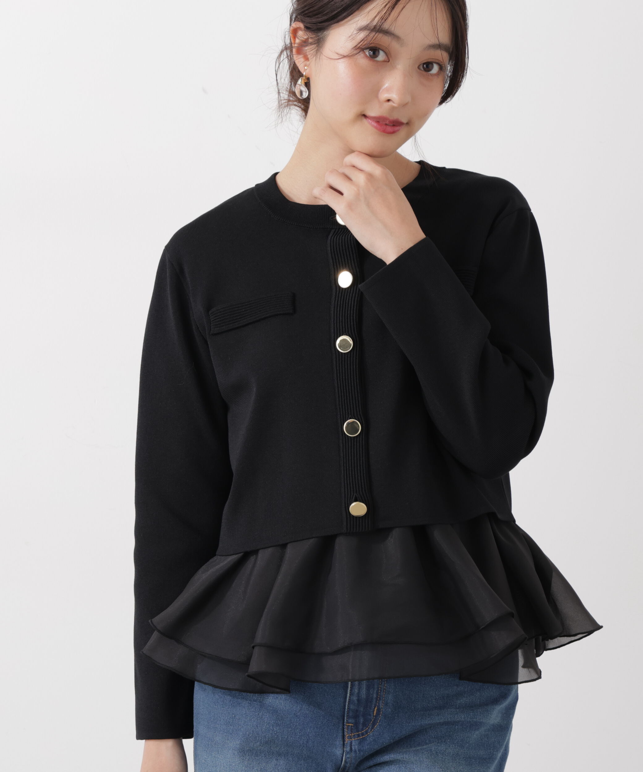 PROPORTION BODY DRESSING「〈a/mie〉シルク混ニットカーディガン　26SS」|ニット・セーター|ブラック