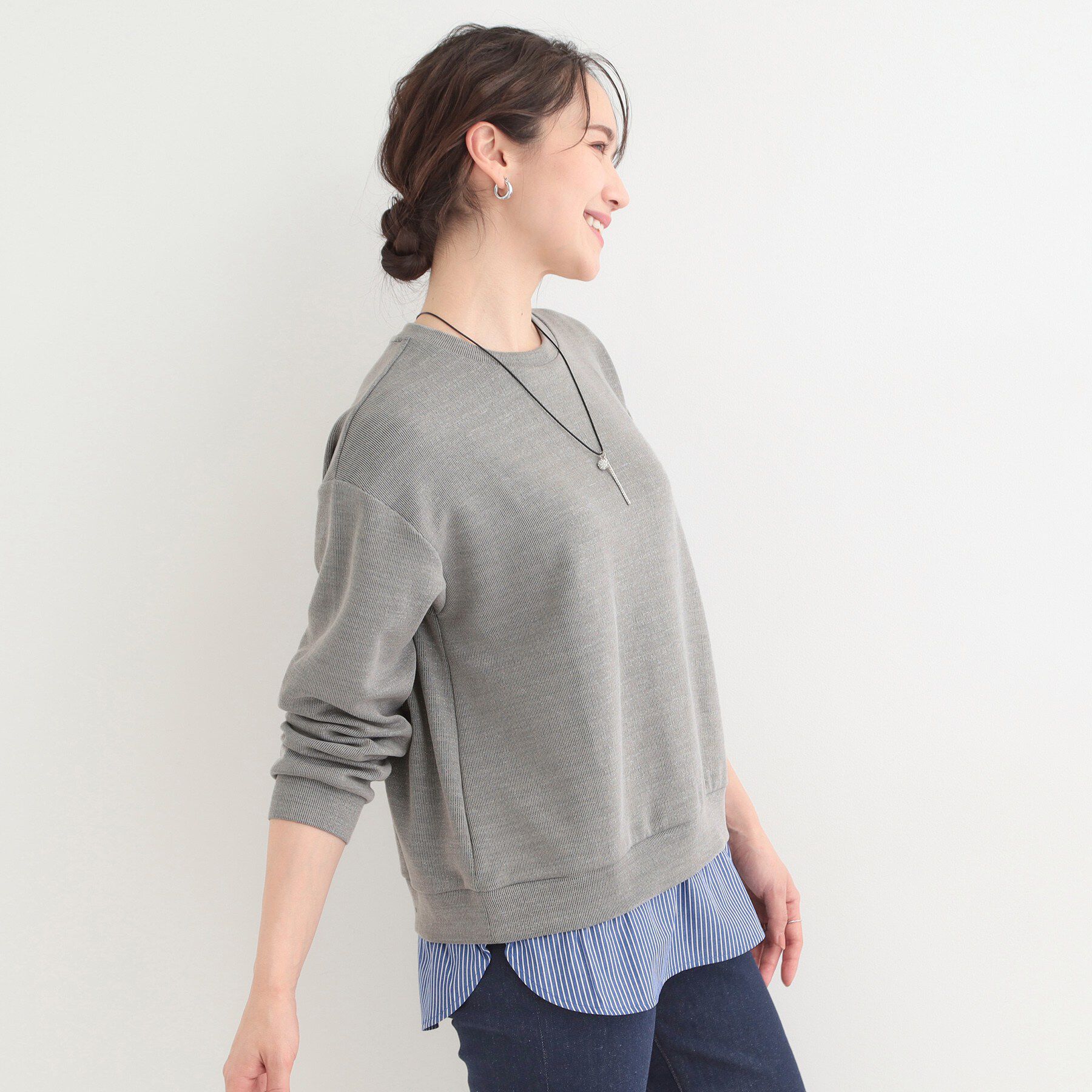 SHOO･LA･RUE「1枚でサマ見え ラメニットソーレイヤード風トップス」|Tシャツ・カットソー|