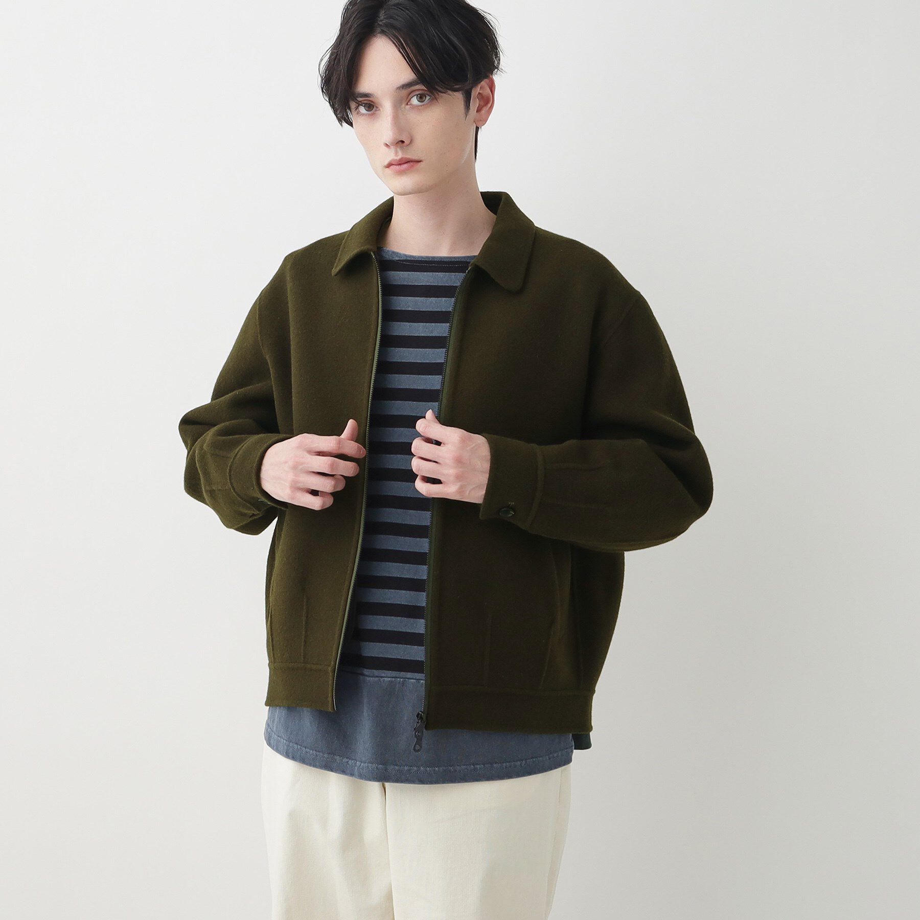 Dessin「【洗える】メルトンジャケット」|ステンカラーコート|カーキ(027)