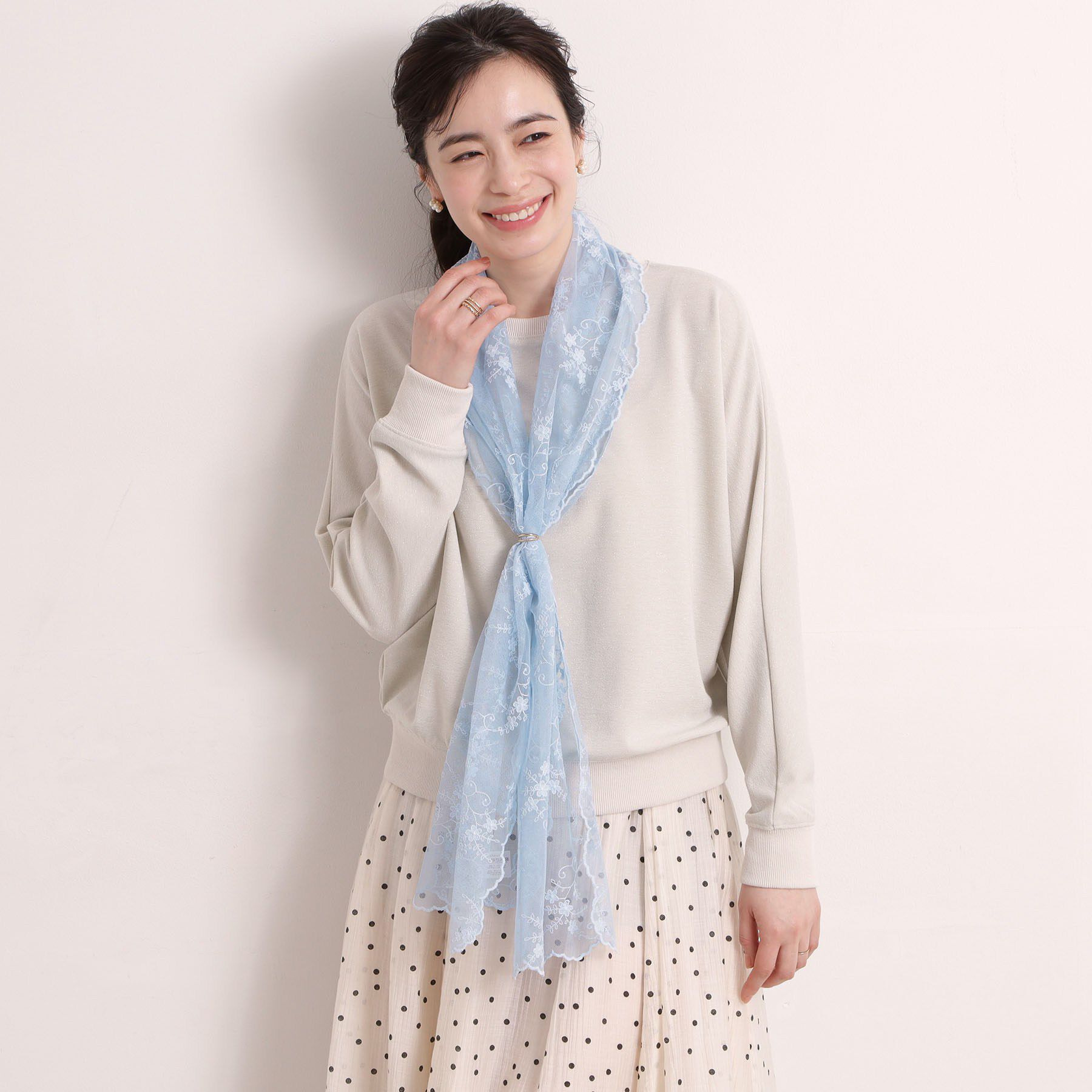 ITS&rsquo;DEMO「【洗濯可】スカラップフラワーレースストール」|ストール|