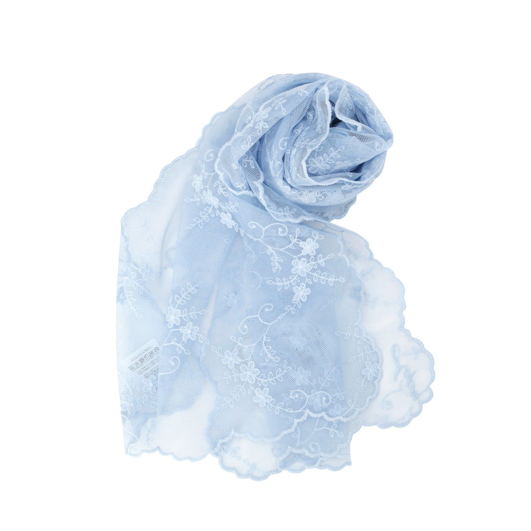 ITS&rsquo;DEMO「【洗濯可】スカラップフラワーレースストール」|ストール|ブルー(091)