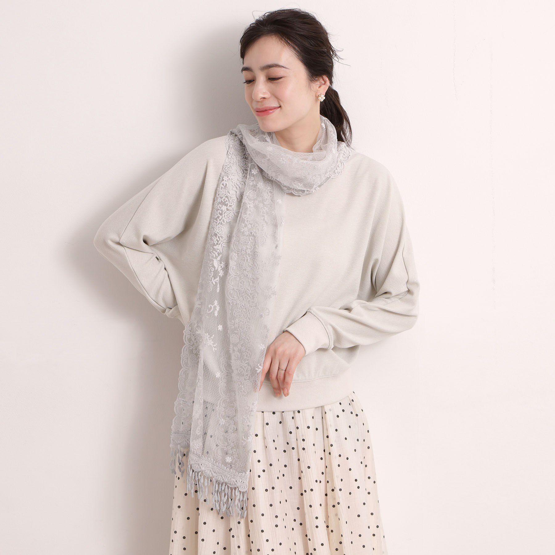 ITS&rsquo;DEMO「【手洗い可】ローズフラワーレースストール」|ストール|