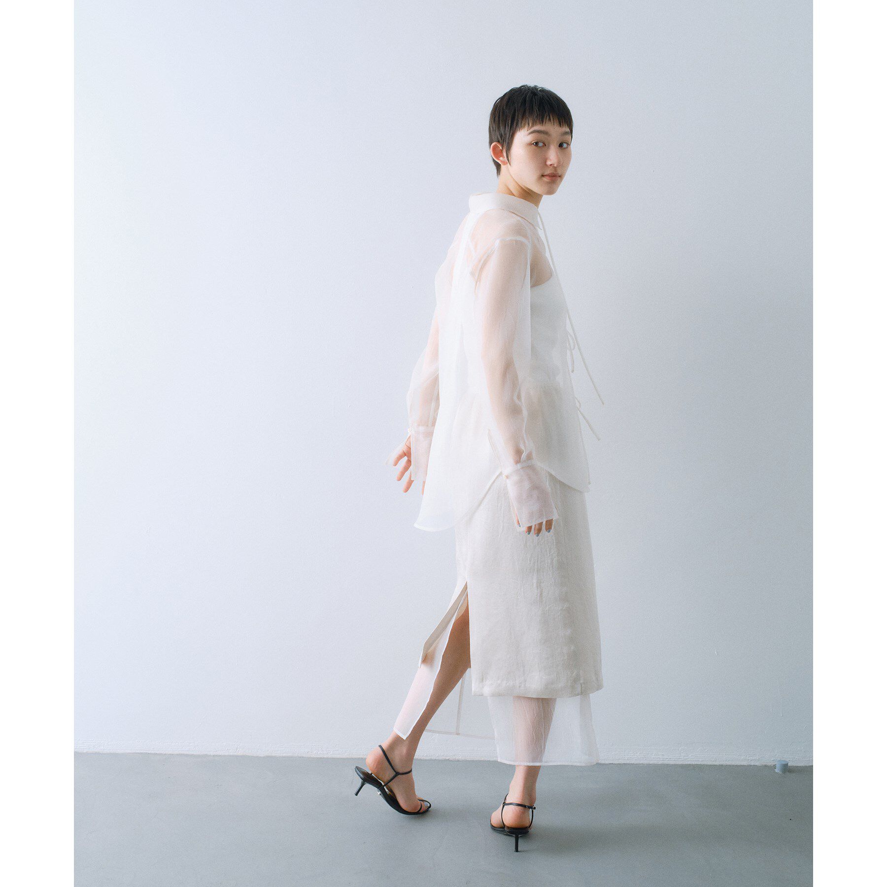 CODE A「sheer washer ribbon blouse」|シャツ・ブラウス|