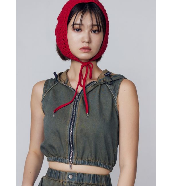 EMODA「ショートボックスフーディタンクトップ」|タンクトップ|ブルー