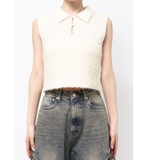 EMODA「フリンジヤーンタンクトップ」|ニット・セーター|アイボリー