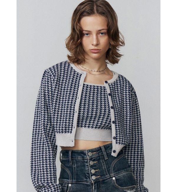 EMODA「ハウンズトゥースツインニット」|ニット・セーター|グレー