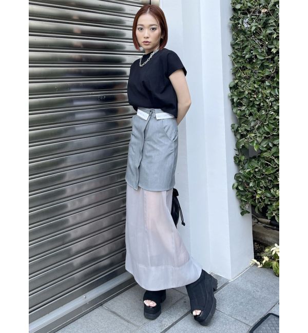 MURUA「ウエストフラップシアーレイヤードスカート」|スカート|