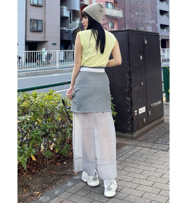 MURUA「ウエストフラップシアーレイヤードスカート」|スカート|