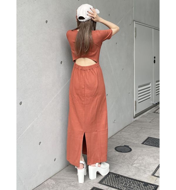 MURUA「アシメネックバックオープンワンピース」|ワンピース|オレンジ