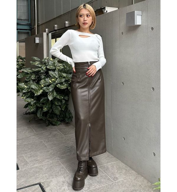 MURUA「マルチウェイナローフェイクレザースカート」|スカート|