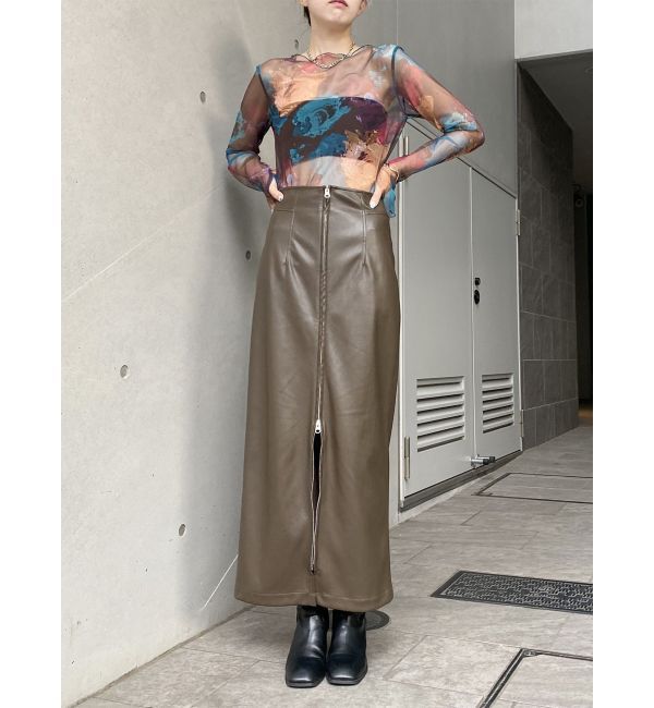 MURUA「マルチウェイナローフェイクレザースカート」|スカート|
