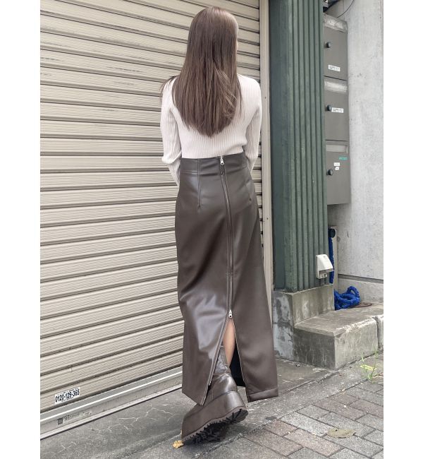 MURUA「マルチウェイナローフェイクレザースカート」|スカート|