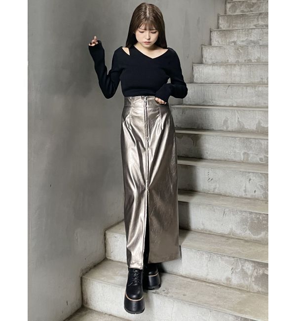 MURUA「マルチウェイナローフェイクレザースカート」|スカート|