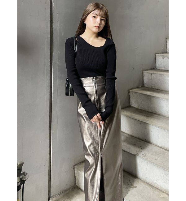 MURUA「マルチウェイナローフェイクレザースカート」|スカート|