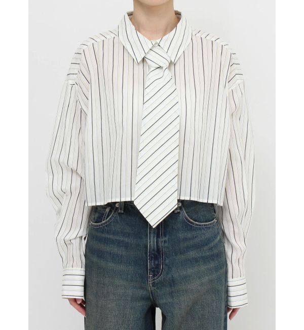 EVRIS「ネクタイデザインクロップドシャツ」|シャツ・ブラウス|