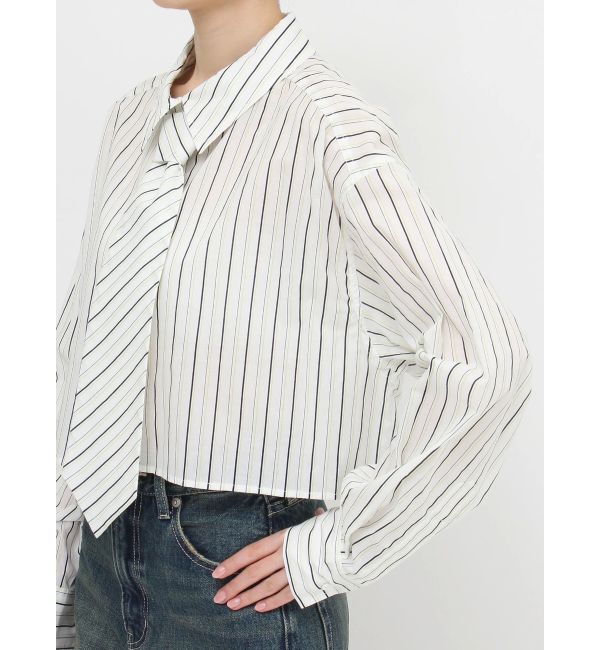 EVRIS「ネクタイデザインクロップドシャツ」|シャツ・ブラウス|