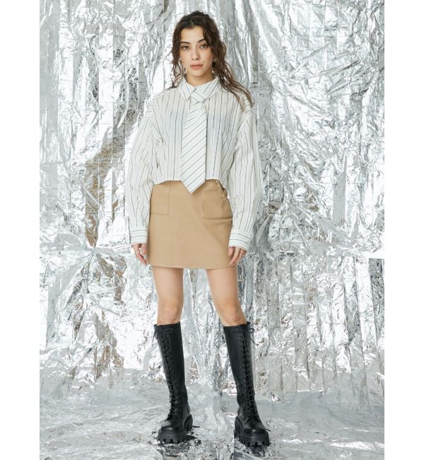 EVRIS「ネクタイデザインクロップドシャツ」|シャツ・ブラウス|