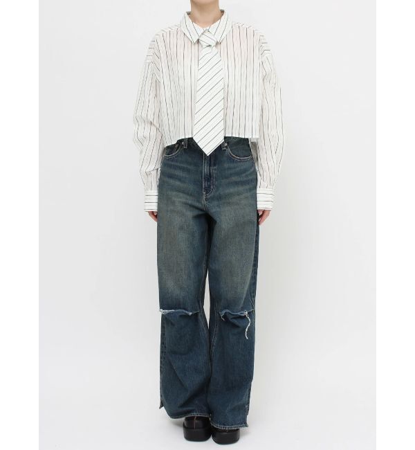 EVRIS「ネクタイデザインクロップドシャツ」|シャツ・ブラウス|