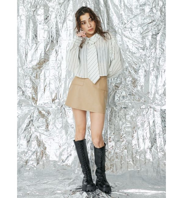 EVRIS「ネクタイデザインクロップドシャツ」|シャツ・ブラウス|