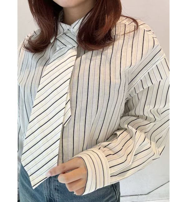 EVRIS「ネクタイデザインクロップドシャツ」|シャツ・ブラウス|