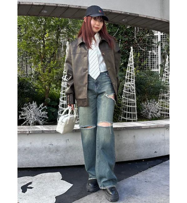 EVRIS「ネクタイデザインクロップドシャツ」|シャツ・ブラウス|