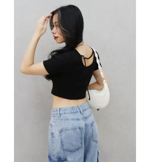 EVRIS「ワンポイントバックストラップTシャツ」|Tシャツ・カットソー|