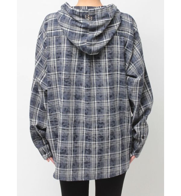 GYDA「GG drawstringフードチェックシャツ」|シャツ・ブラウス|