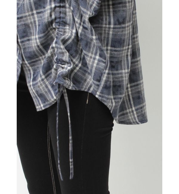 GYDA「GG drawstringフードチェックシャツ」|シャツ・ブラウス|