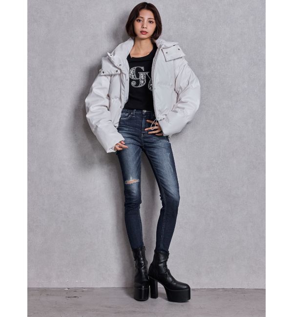 GYDA「2WAYフェイクレザーミドル丈ダウンコート」|ダウン|