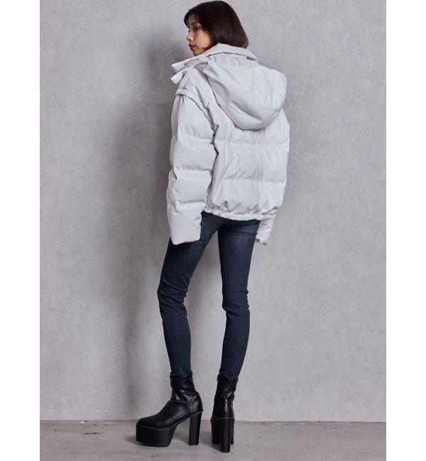 GYDA「2WAYフェイクレザーミドル丈ダウンコート」|ダウン|