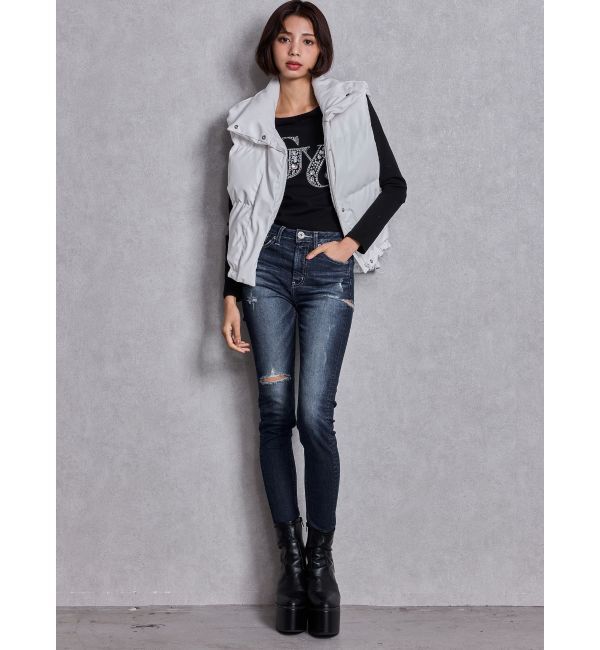 GYDA「2WAYフェイクレザーミドル丈ダウンコート」|ダウン|