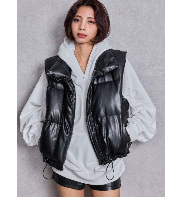 GYDA「2WAYフェイクレザーミドル丈ダウンコート」|ダウン|