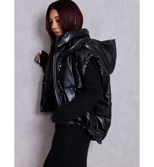 GYDA「2WAYフェイクレザーミドル丈ダウンコート」|ダウン|