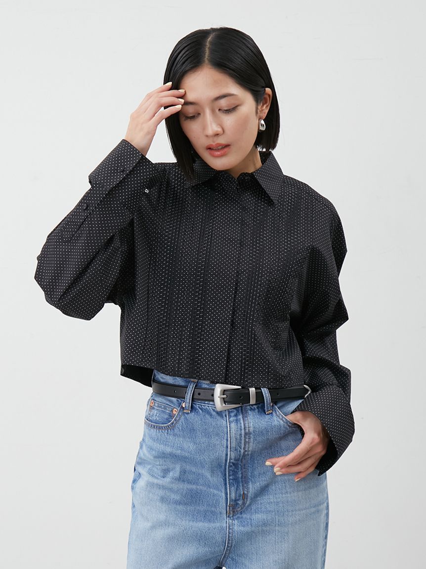 Mila Owen「ピンタックデザインクロップドドレスシャツ」|シャツ・ブラウス|